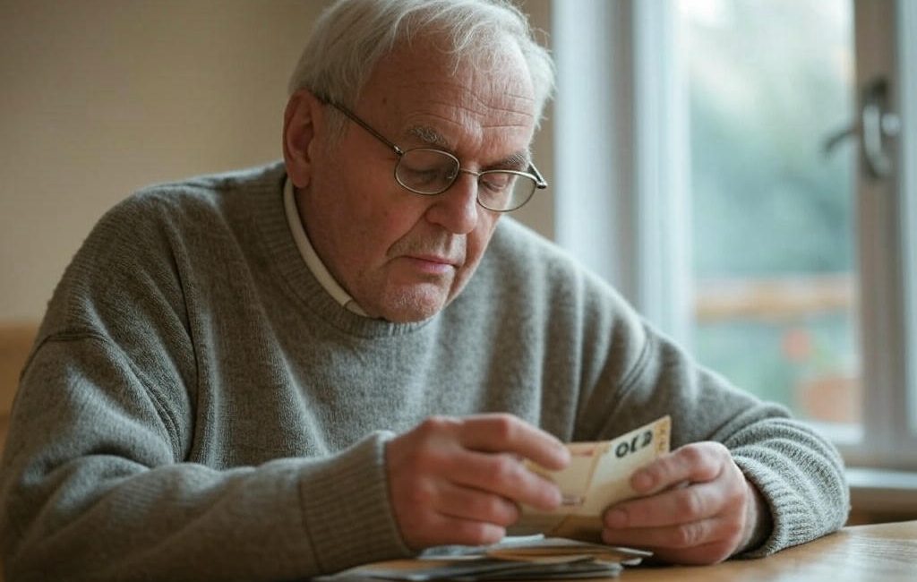 Pensioner counting money